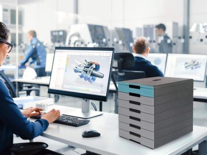 DURABLE Schubladenbox IDEALBOX PLUS  grau/blau 776306, DIN C4 mit 7 Schubladen