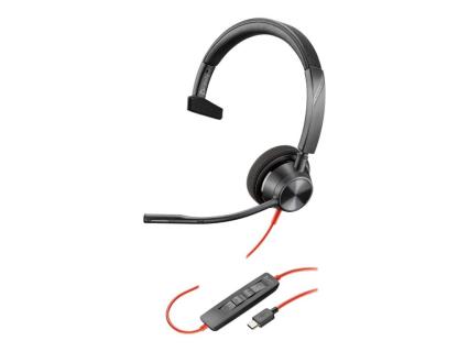 HP Poly Blackwire 3310 Monaural USB-C Headset +USB-C/A Adapter