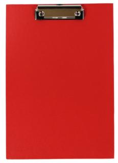 Klemmbrett / Schreibplatte / Klemmplatte A4 economy aus Graupappe, mit PVC-Folien-Überzug, mit Drahtbügelklemme, leinengeprägt, Farbe: rot - 1 Stück