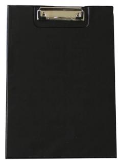 Klemmbrettmappe / Schreibmappe / Clipboard-Mappe A4 economy aus Graupappe, mit PVC-Folien Überzug, mit Drahtbügelklemme und Vorderdeckel, leinengeprägt, Farbe: schwarz - 1 Stück