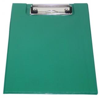 Klemmbrettmappe / Schreibmappe / Clipboard-Mappe A5 economy aus Graupappe, mit PVC-Folien Überzug, mit Drahtbügelklemme und Vorderdeckel, leinengeprägt, Farbe: grün - 1 Stück