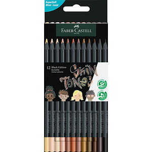 FABER-CASTELL Dreikant-Buntstifte Black Edition, 12er Etui