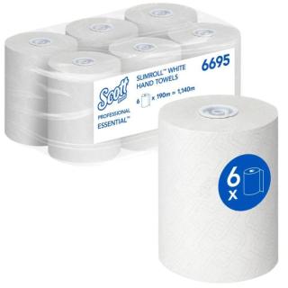Papierhandtücher Rollenhandtücher Außenabrollung 1-lagig, weiß, 190 m, "SCOTT® Essential Slimroll" | 6 Rollen passend nur für Kimberly Clark Spender 7955, 7956