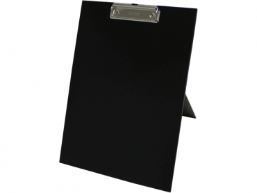Klemmbrett Aufsteller / Präsentationsklemmbrett / Standklemmbrett, A4, aus Karton, mit Klemmmechanik, mit Aufstellfunkion, Farbe: schwarz – 1 Stück