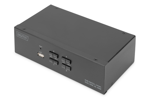 DIGITUS KVM-Switch, 4-Port, Dual-Display, 4K, HDMI