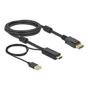 DELOCK - Video- / Audiokabel - DisplayPort / HDMI - HDMI, USB (nur Strom) (M) b
