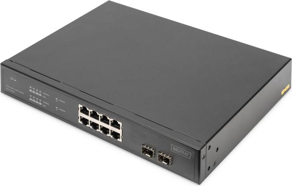 DIGITUS Gigabit Ethernet PoE Switch, 8-Ports + 2xSFP Uplink