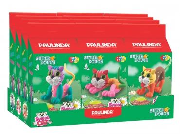 Super Dough Knetfigur Knete Modelliermasse Sweet Cat 10er Set mit einer fertigen Figur