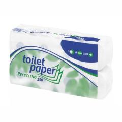 Toilettenpapier 3-lagig, 250 Blatt/Rolle, Recycling weiß | 72 Rollen/Sack <br>9 Pack/Sack