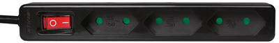 LOGILINK LPS230B Steckdosenleiste mit Schalter 3fach Schwarz Konturenstecker