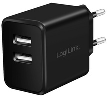 LogiLink USB-Adapterstecker, 2x USB, 12 Watt, schwarz