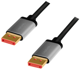 LOGILINK DisplayPort cable, DP/M to DP/M, 8K/60 Hz, alu, black/grey, 2 m