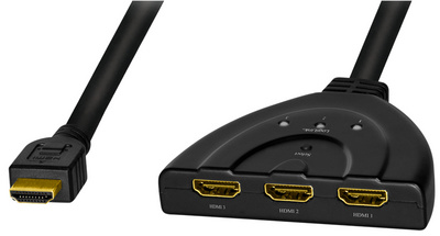 LOGILINK HDMI switch, 3x1/1x3-Port, 4K/30 Hz, CEC, bidirect, pigtail