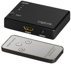 LOGILINK HDMI switch, 3x1-Port, 1080p/60 Hz, HDCP, CEC, RC, smal