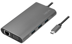 LOGILINK Dockingstation USB 3.2 Gen1,USB-C, 10-Port,PD,silb.