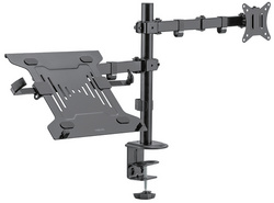 LogiLink Monitorarm mit Notebookhalterung, schwarz