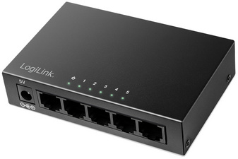 LogiLink Desktop Gigabit Ethernet Switch, 5-Port, schwarz