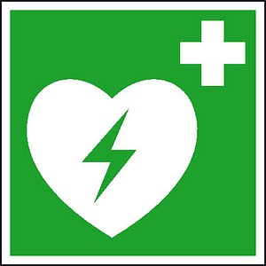 SafetyMarking® Rettungszeichen-Aufkleber Automatisierter Externer Defibrillator (AED) quadratisch 15,0 x 15,0 cm