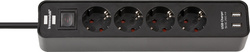 BRENNENSTUHL 1153240006 Steckdosenleiste mit Schalter 4fach Schwarz Schutzkonta