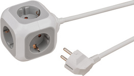 BRENNENSTUHL 1150090 Steckdosenwürfel 4fach Weiß, Grau Schutzkontakt