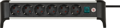 brennenstuhl Alu-Office-Line 6-fach Steckdosenleiste mit Schalter 3,0 m schwarz