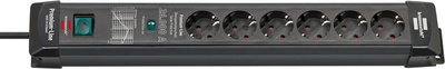 BRENNENSTUHL 1951160400 Überspannungsschutz-Steckdosenleiste 6fach Schwarz Schu