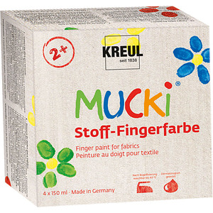 KREUL Stoff-Fingerfarbe MUCKI, 15 0 ml, 4er-Set (57601540)