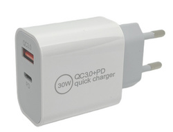 IWH USB-C-Ladegerät, 1x USB-A / 1x USB-C, 30 Watt, weiß