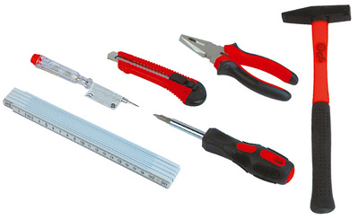 BRÜDER MANNESMANN Werkzeug-Satz, 7-tlg, schwarz / rot in einer Nylon-Gürteltasc