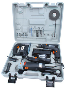 BRÜDER MANNESMANN Elektro-Werkzeug-Satz, 4-teilig, im Koffer mit Schlagbohrmasc
