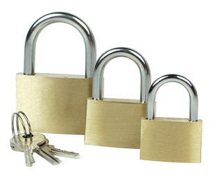 BRÜDER MANNESMANN Vorhängeschloss-Satz, 3-tlg, kurzer Bügel 3 Messingvorhängesc