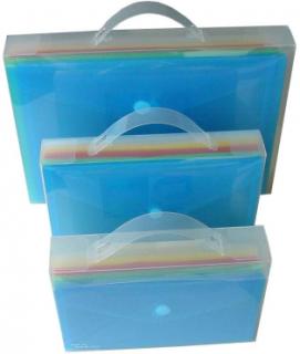 Unterlagenkoffer / Dokumententaschen Sichttaschen DIN Lang quer transparent farbig sortiert- Dokumentenmappe mit Klappe und Klettverschluss - 25 Stück