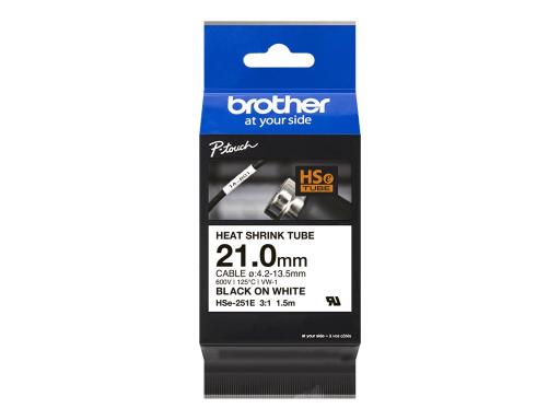 BROTHER Schrumpfschlauchkassette Brother 21,0mm weiß/schwarz  HSE251