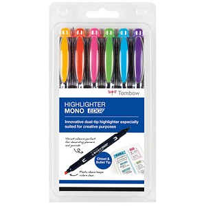 6 Tombow MONO edge Textmarker farbsortiert