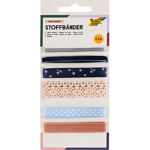 folia Stoffbänder-Mix "Blue Velvet", Gesamtlänge: 5,5 m