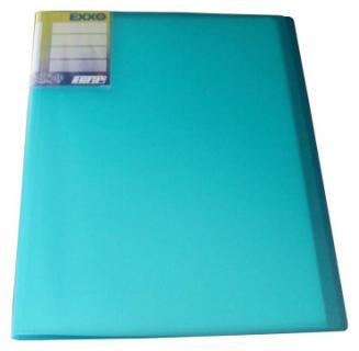EXXO by HFP Sichtbuch / Sichthüllenmappe, A4, aus PP, mit 10 fest eingeschweißten und oben offenen Klarsichthüllen, mit Einschubtasche auf der Vorderseite, Farbe: transparent türkis – 1 Stück