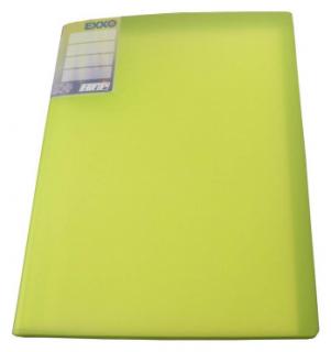 EXXO by HFP Sichtbuch / Sichthüllenmappe, A4, aus PP, mit 10 fest eingeschweißten und oben offenen Klarsichthüllen, mit Einschubtasche auf der Vorderseite, Farbe: transparent limone – 1 Stück