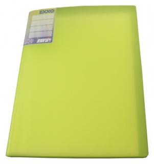 EXXO by HFP Sichtbuch / Sichthüllenmappe, A4, aus PP, mit 20 fest eingeschweißten und oben offenen Klarsichthüllen, mit Einschubtasche auf der Vorderseite, Farbe: transparent limone – 1 Stück