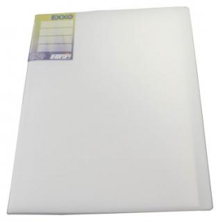 EXXO by HFP Sichtbuch / Sichthüllenmappe, A4, aus PP, mit 20 fest eingeschweißten und oben offenen Klarsichthüllen, mit Einschubtasche auf der Vorderseite, Farbe: transparent weiss – 1 Stück