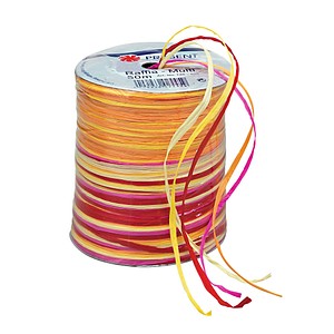 PRÄSENT Geschenkband Raffia matt gelb/rot/orange/pink 3,0 mm x 50,0 m