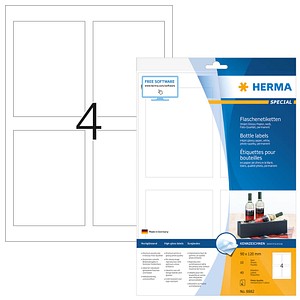 HERMA Flaschen-Etiketten SPECIAL, 90 x 120 mm, weiß glossy, Fotopapier mit Glan