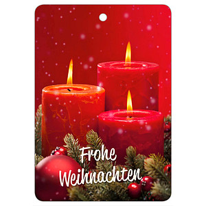 LUMA Geschenkanhänger mehrfarbig Frohe Weihnachten mit roten Kerzen 10 St.