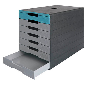 DURABLE Schubladenbox IDEALBOX PLUS  grau/blau 776306, DIN C4 mit 7 Schubladen
