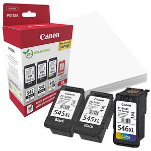 Canon PG-545XLx2/CL-546XL  schwarz, color Druckköpfe + Fotopapier, 3er-Set