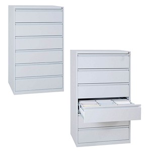 Gürkan Karteischrank lichtgrau mit 6 Schubladen 76,0 x 62,0 x 132,0 cm