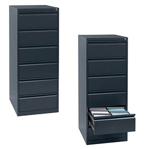 Gürkan Karteischrank anthrazit mit 6 Schubladen 53,0 x 62,0 x 132,0 cm