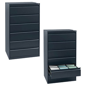 Gürkan Karteischrank anthrazit mit 6 Schubladen 76,0 x 62,0 x 132,0 cm
