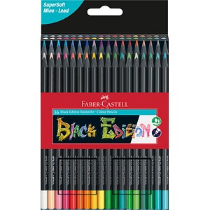 FABER-CASTELL Dreikant-Buntstifte Black Edition, 36er Etui