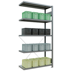 SCHULTE Anbau-Schwerlastregal MULTIplus 250 12945 silber 100,0 x 40,0 x 200,0 cm