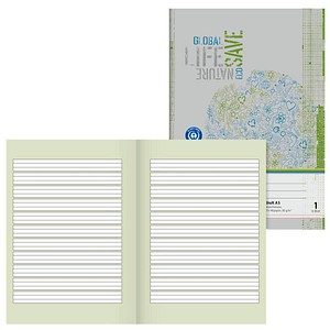 BRUNNEN Schulheft Recycling Lineatur 1 (1. Schuljahr) liniert DIN A5 Rand rundum, 16 Blatt